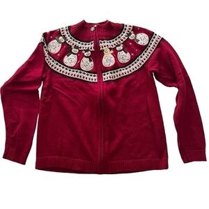 Christopher & Banks Women's Full Zip Ugly Christmas Sweater Size M